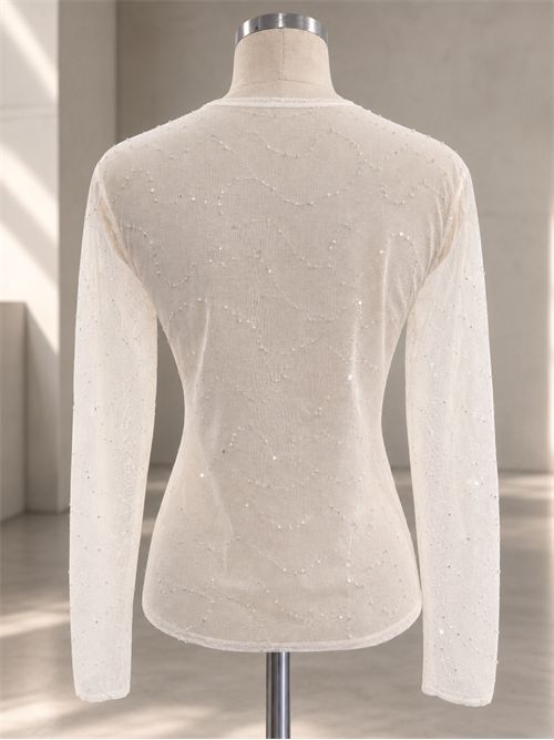 top in mesh ricamo SUSY MIX | NM236LATTE